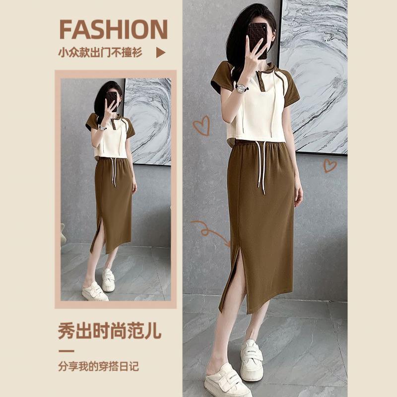 [Seckill trong thời gian có hạn] Bộ váy mùa hè phù hợp với váy giảm tuổi Váy nữ mỏng hơn Nhìn đường phố chiên thời trang thông thường Phong cách thể thao Trượt tuyết nửa chiều