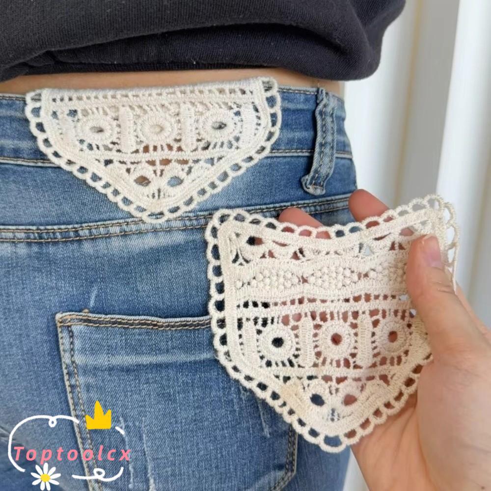 TOPTOOLCX 1 / Chiếc Quần Jean Thắt Lưng Mở Rộng, Rỗng Ren Điều Chỉnh Thắt Lưng Mở Rộng, Cotton Bà Bầu Dây Thắt Lưng Cho Quần Jean