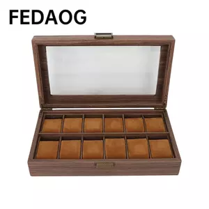 Đồng hồ FEDAOG, Hộp đồng hồ 12 khe trong suốt, Màn hình chống bụi bằng gỗ thanh lịch Sắp xếp hàng ngày