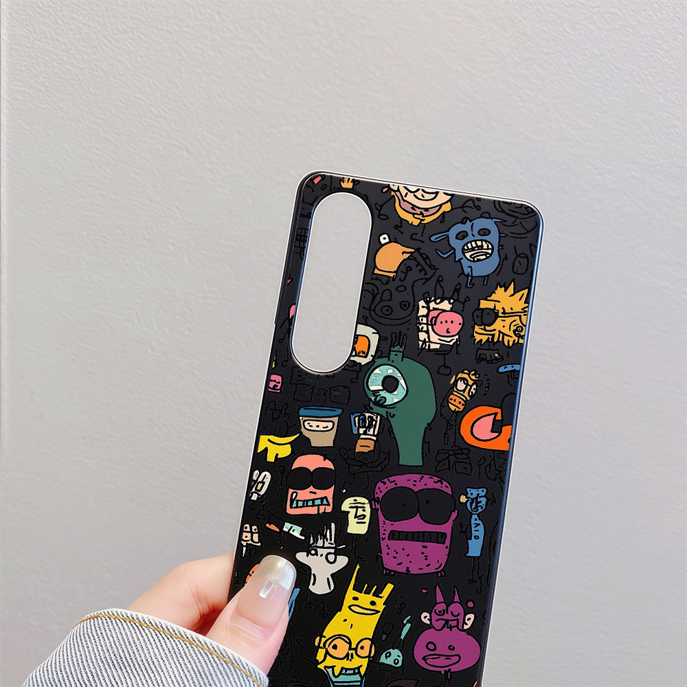 Vỏ điện thoại cứng mỏng cho Sony Xperia 1 II III IV V, 5 II III; họa tiết Graffiti Little Monster; phủ nửa, micro-matte