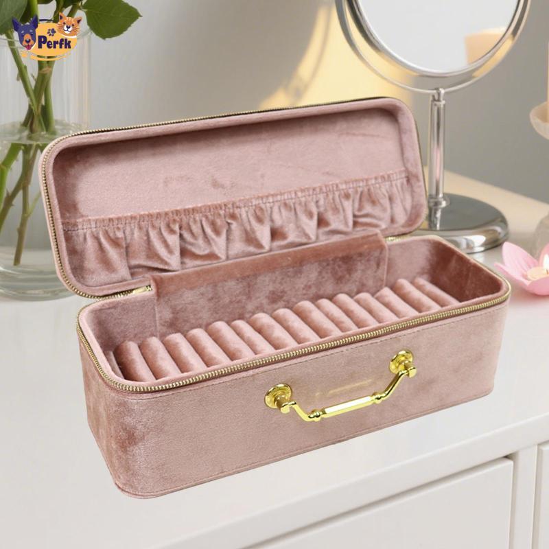 Vòng Tay Hộp Bảo Quản Vòng Cổ Tổ Chức Nhung Lót Màn Hình Hộp Lắc Tay Giá Đỡ Giải Pháp Di Động Có Ngăn Và Tay Cầm Thích Hợp Cho Nhà Trave