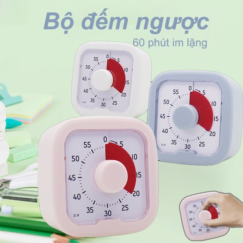 Đồng hồ báo thức có chân đế, nhắc nhở tự kỷ luật 60 phút và hẹn giờ im lặng tiện lợi.