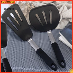 Linh hồn| Thìa có rãnh chắc chắn chống dính Silicone chịu nhiệt Linh hoạt Turner Thìa để nấu cá