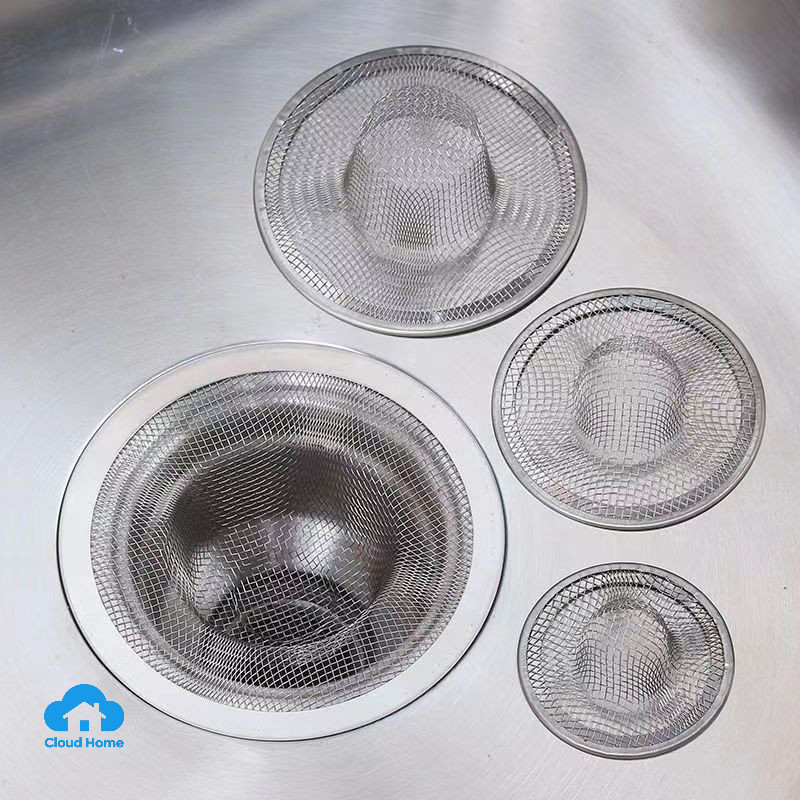 Lưới lọc cống bằng thép không gỉ dùng cho nhà bếp và phòng tắm, đường kính 5cm-11cm, hình nón cỏ.