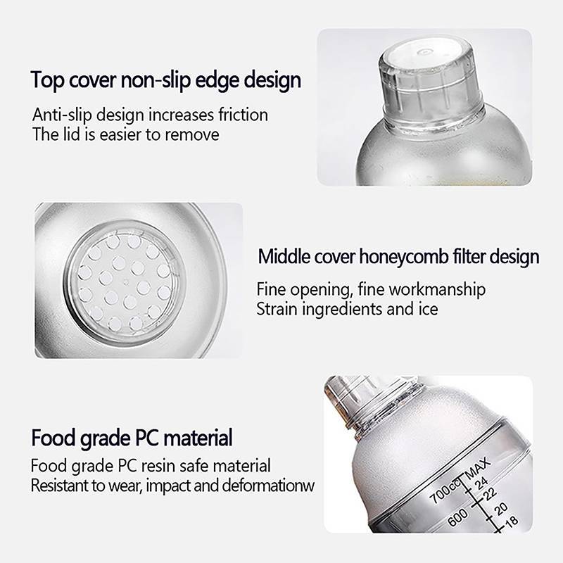 JRP Nhựa Cotail Shaker Tay Bình Lắc Cốc Có Cân 350ml / 530ml / 700ml / 1000ml Trà Sữa Rượu Uống Lắc Trộn Thanh Dụng Cụ JRP