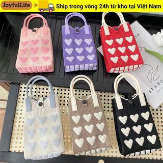 Túi xách dệt kim JOYFULLIFE, Túi đeo tay thắt nút công suất cao Mini, Túi điện thoại dệt kim thời trang ngọt ngào dành cho nữ
