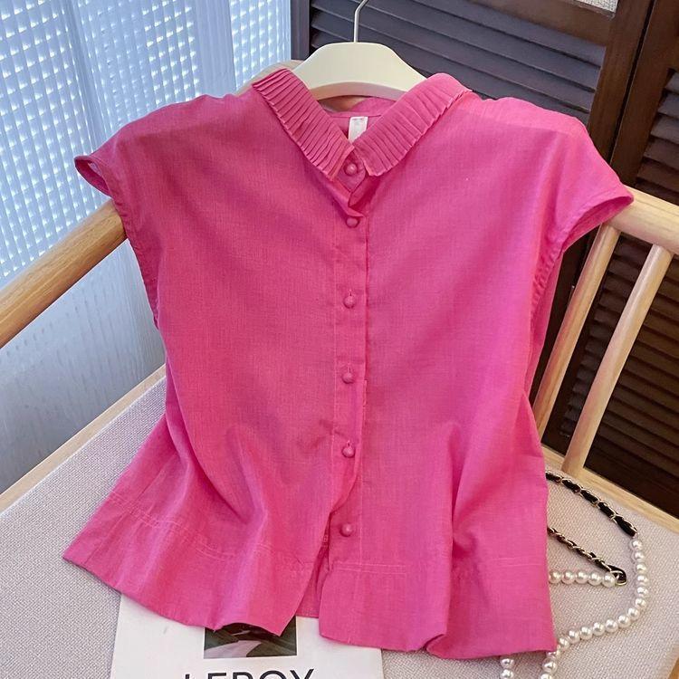 [Giảm giá 50%] Thiết kế giản dị Áo sơ mi đơn giản phù hợp với văn học Áo sơ mi nhỏ mùa hè 2026 Phong cách mới kiểu Pháp dáng rộng mỏng hơn Áo sơ mi tay ngắn