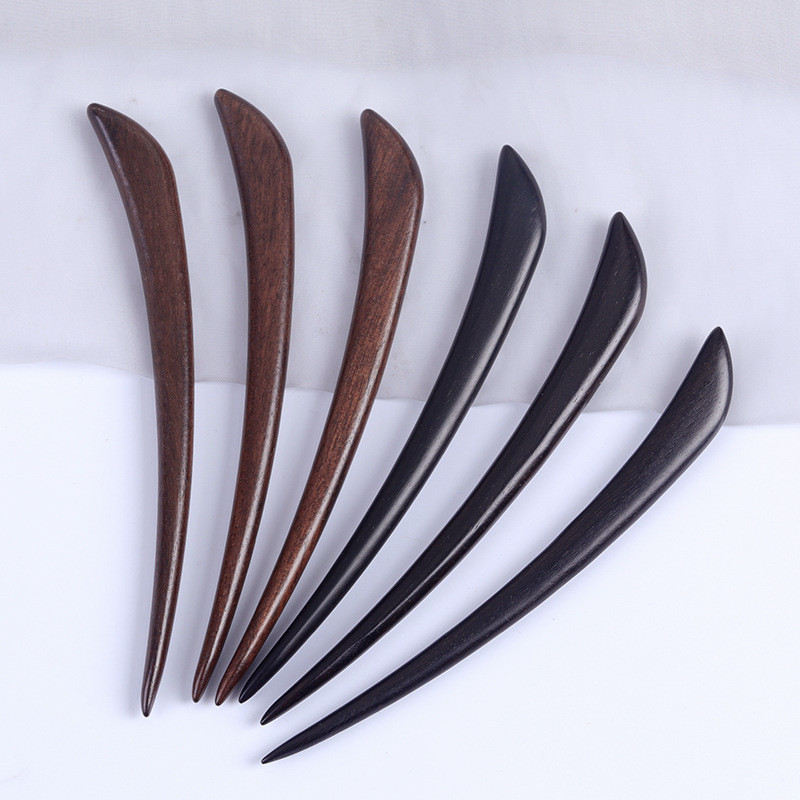WHX Kẹp Tóc Gỗ Đàn Hương Đỏ 15cm, Cổ Lá Lớn, Phong Cách Trung Quốc, Đơn Giản, Cuộn Tóc Mun