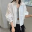 Áo sơ mi có cổ đứng đơn giản dành cho nữ, áo khoác sơ mi dáng rộng, quần áo chống nắng