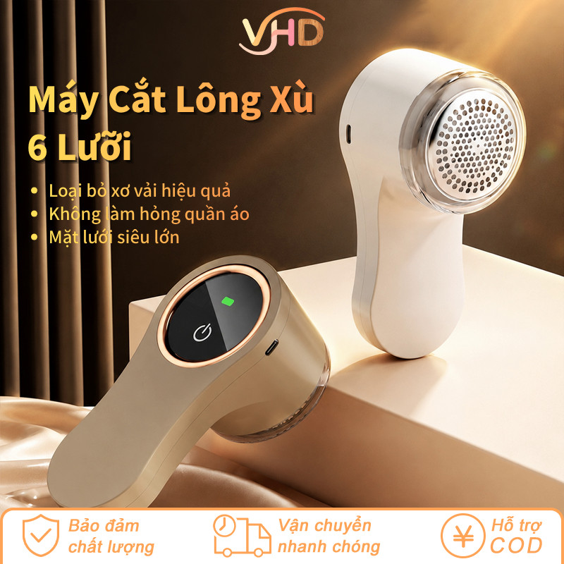 Máy Cắt Lông Xù Thế Hệ Mới – 6 Lưỡi Cắt, Màn Hình LED, Sạc Điện Thông Minh, Hoạt Động Êm Ái, Cạo Sạch Bông Xơ
