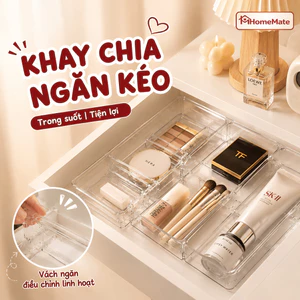 Khay Chia Ngăn Kéo Trong Suốt HomeMate – Khay Đựng Đồ Đa Năng Có Vách Ngăn Điều Chỉnh Tiện Lợi
