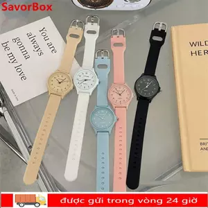 Đồng hồ đeo tay SAVORBOX, Đồng hồ thạch anh học sinh nhiều màu, Dây đeo silicon Đồng hồ thạch anh thông thường có thể điều chỉnh