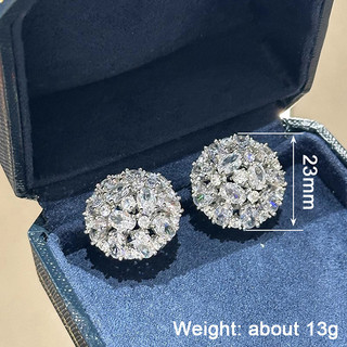 Châu Âu Mỹ ins Bông Tai Zircon Tròn Phong Cách Mới Nữ