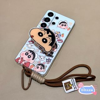Ốp Điện Thoại Chân Đế Crayon Shin-chan Dễ Thương Cho Samsung Galaxy A07 A06 A05 A05s A04 A04s A04e A03 A03s A02 A02s F55 F23 F15 F12 F04 F02S C55 Vỏ Mềm Hoạt Hình Trong Suốt Có Dây Đeo