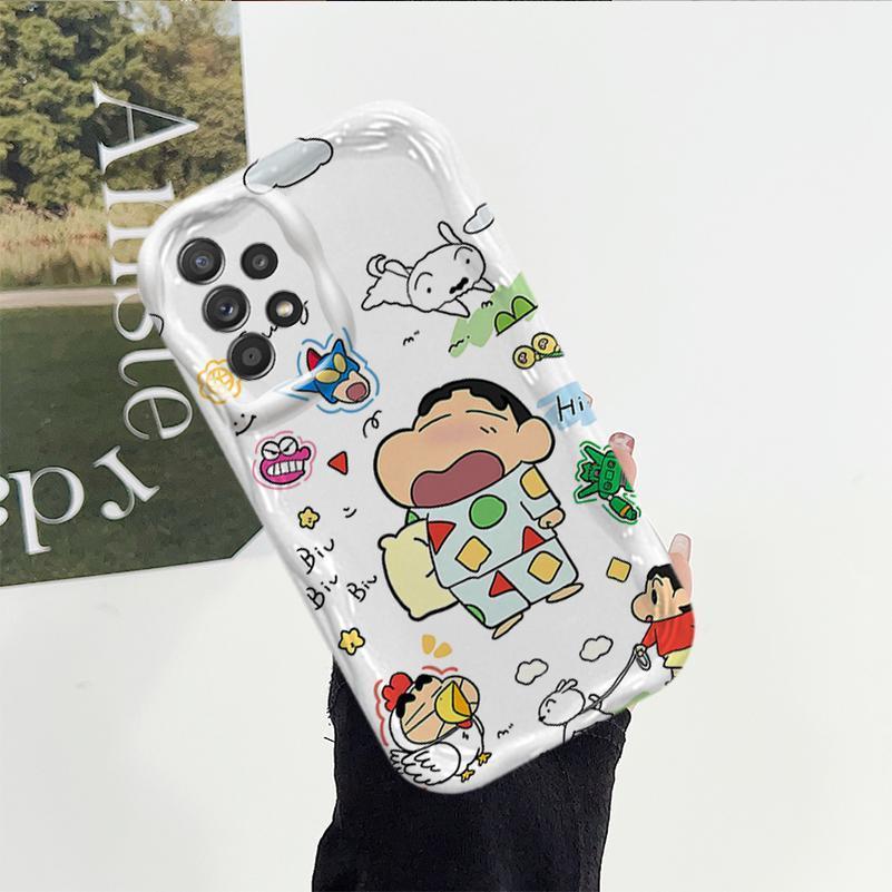 Ốp Lưng Cho Samsung Galaxy A13 A23 A32 A33 A52 A52S A53 4G 5G Vỏ Kem Hoạt Hình Crayon Shin-chan Cặp Đôi Mềm TPU 3D Sóng Silicon Vỏ Điện Thoại