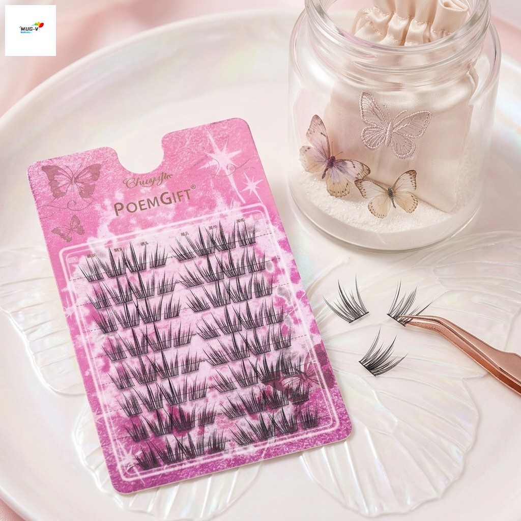 Lông mi giả truyện tranh tự nhiên 120 chiếc C Curl Chiều dài hỗn hợp Cụm riêng lẻ có thể tái sử dụng để trang điểm hàng ngày