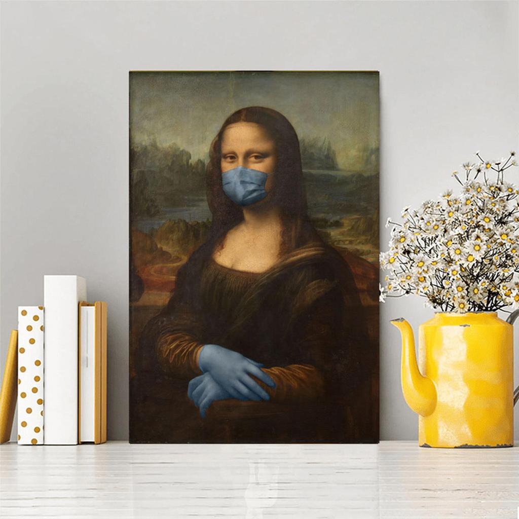 Ngộ nghĩnh Mona Lisa Phòng Tắm Canvas Treo Tường Nghệ Thuật Pinching Mũi Trang Trí Tường Mona Lisa Tranh Cổ Điển Hình Ảnh Cho Trang Trí Nhà mueadsyvn