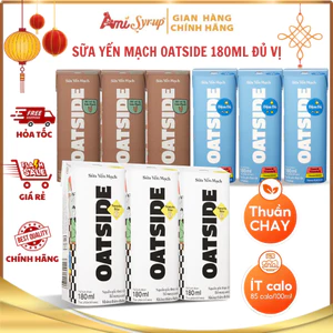 Sữa Yến Mạch Oatside Mini 180ml Không Đường Thuần Chay Vị Truyền Thống, Choco Thơm Béo Và Có Đường Đậm Vị