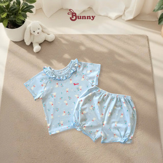 Bộ quần áo cộc tay bé gái màu vintage chất thun cotton cho bé 3-13Kg Bubbybaby-GV