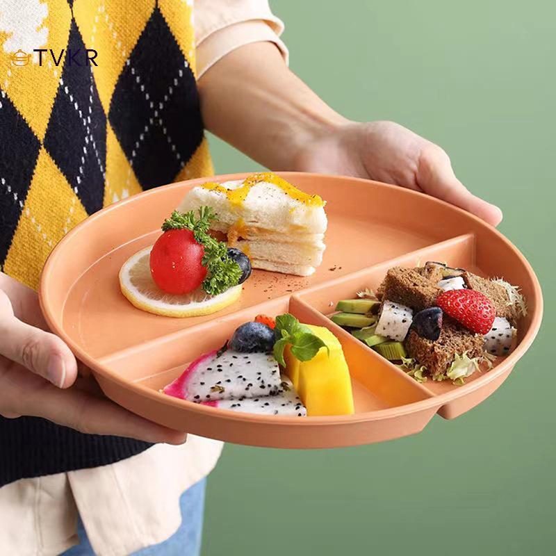TVKR Ba Lưới Phía Tây Đĩa Cho Thực Phẩm Trái Cây Salad Chia Đĩa Rơm Lúa Mì Chế Độ Ăn Đĩa Ăn Khay Thực Phẩm Nhà Bếp Đồ Ăn OIK