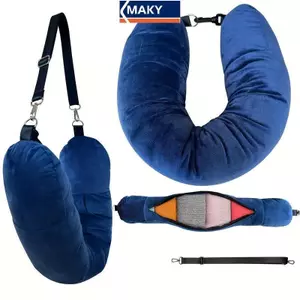 MAKY Du Lịch Ne Gối Có Thể Lấp Đầy Quần Áo Túi Bảo Quản Hình Chữ U Vỏ Gối Pha Lê Lông Cừu Ne Gối Cho Máy Bay Du Lịch VN