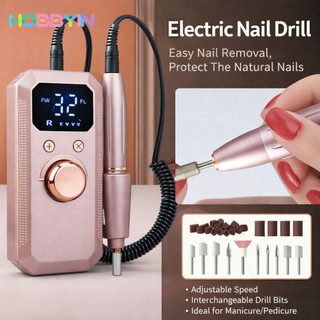 Máy mài đánh bóng móng tay bằng điện HOBBYIN, Tệp móng tay điện 32 tốc độ di động, Màn hình LED chuyên nghiệp Máy mài móng tay đa chức năng có thể sạc lại Dụng cụ làm móng