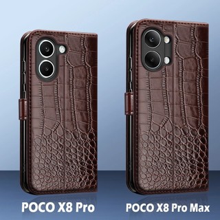 Ví Lật Ốp Lưng Điện Thoại Xiaomi Poco X8 Pro Max PocoX8ProMax X8Pro X8ProMax 5G Nam Châm Da Đứng Bảo Vệ Vỏ Coque