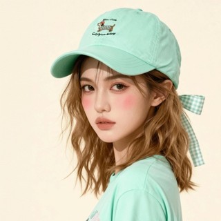 Mũ mỏ vịt OIWLSAX321, Mũ bóng chày thoáng khí thêu cho chó, Dây buộc nơ chống nắng thời trang Mũ chống nắng phong cách Hàn Quốc Xuân hè