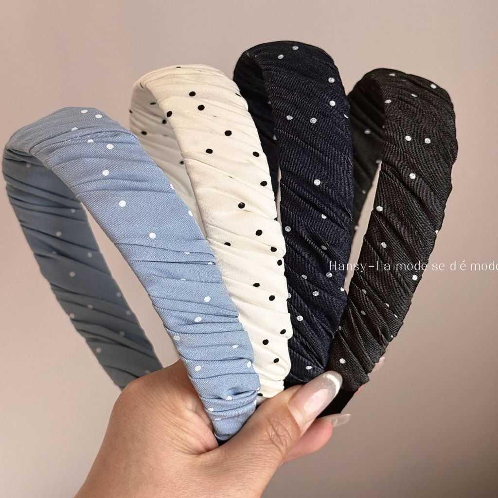Vòng chun tóc chấm bi phong cách Hàn Quốc, phù hợp cho nữ vànhflower băng đô thời trang