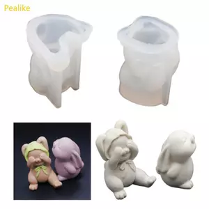 Pealike Squinting Bunny Khuôn Thỏ Phục Sinh Khuôn Silicon DIY Dụng Cụ