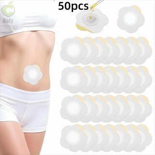 ROLY 50 miếng dán rốn dùng một lần, Nhãn dán gói dầu thầu dầu thoáng khí tự dính, Miếng dán ngực vải không dệt dành cho nữ