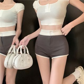 Quần Short Yoga Cao Cạp Phối Màu – Gọn Bụng Nâng Mông Ôm Dáng Quần Thể Thao Mùa Hè Chạy Bộ Đàn Hồi Mặc Nhà Hay Đi Chơi