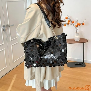 Túi đeo vai nữ Tote dung tích lớn Hợp thời trang Shimmer Sequins Túi xách để đi biển Du lịch mua sắm hàng ngày
