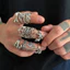 Bộ Nhẫn Gothic Nam 10 Chiếc - Vintage Mạ Bạc - Skull Spider Web Bat Motifs - Kết Cấu Có Thể Xếp Chồng Lên Nhau - Thích Ứng Toàn Cầu