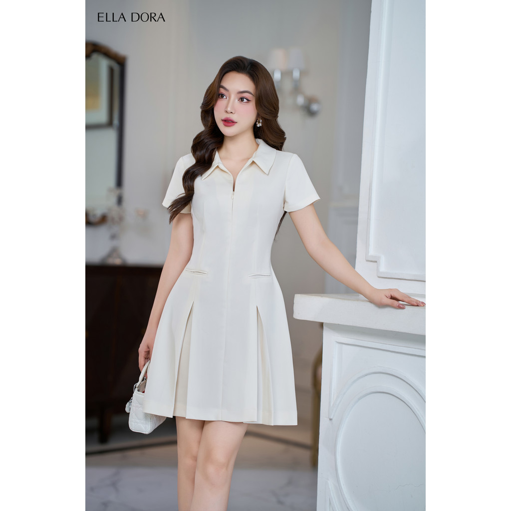Đầm thiết kế ELLA DORA dáng xòe form ôm nhẹ hiện đại thanh lịch dễ mặc 4 màu ĐÒ/ĐEN/BE/GHI [D166]