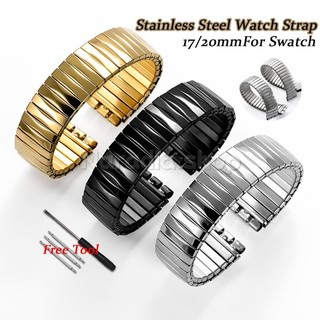 17 / 20mm cho Swatch Dây đeo đồng hồ bằng thép không gỉ đàn hồi để mở rộng kinh doanh Dây đeo đồng hồ kim loại cho nam nữ thay thế