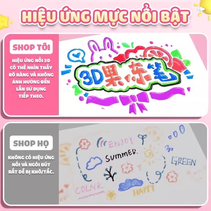 Bộ 6 Bút Gel 3D Mềm Mại Dễ Chịu Bút Màu Đánh Dấu Và Cọ Vẽ Cho Bé Tập Vẽ