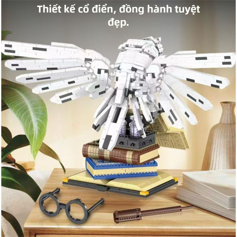 Harry Potter Bộ lắp ráp cú lông trắng đồ chơi trang trí bàn quà tặng sưu tập
