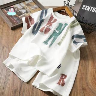 Bộ áo thun bé trai chữ màu - Set hè form rộng thoáng mát bền đẹp áo ngắn tay quần short hai món