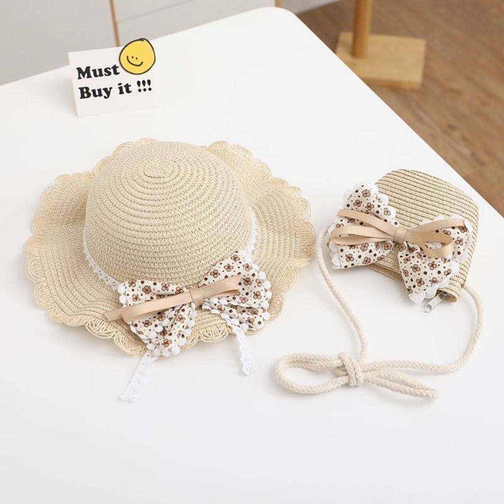 Mũ chống nắng bé gái HOBBYIN, Mũ chống nắng nhiều màu dễ thương cho trẻ em, Mũ rơm thời trang 2-8 tuổi mùa hè