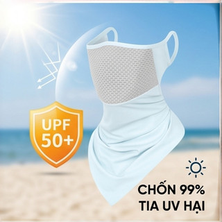 Khăn Che Mặt Chống Nắng Móc Tai Thoáng Khí UPF50+ Chống Tia UV Co Giãn Mềm Mại Đi Xe Máy Ngoài Trời