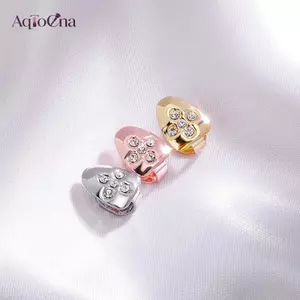 AqToCna Đơn Hip Hop Răng Grillz Thời Trang Kim Cương Giả Vàng Màu Bạc Có Thể Tháo Rời Nướng Miệng Punk Răng Mũ Trang Sức Quà Tặng AqToCna