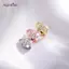 AqToCna Đơn Hip Hop Răng Grillz Thời Trang Kim Cương Giả Vàng Màu Bạc Có Thể Tháo Rời Nướng Miệng Punk Răng Mũ Trang Sức Quà Tặng AqToCna