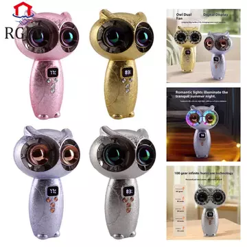 Quạt Turbo cầm tay RGFV, Quạt cầm tay mini im lặng Turbo, Quạt cú hoạt hình cầm tay nhẹ hình cú mini cho quạt bỏ túi 3000mAh