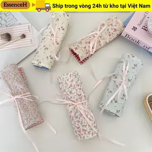 Túi đựng cọ trang điểm ESSENCEH, Khe cắm bút Vệ sinh mỹ phẩm di động, Dụng cụ làm đẹp công suất lớn hoa