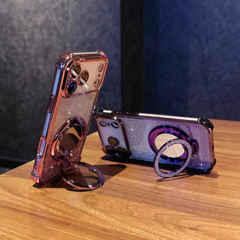 Ốp Lưng Camera Chống Sốc Cho iPhone17 16 15 14 13 12 11 8 7 XS XR X Pro Max Plus Air Chân Đế Kim Loại ốp Lưng Trong Suốt