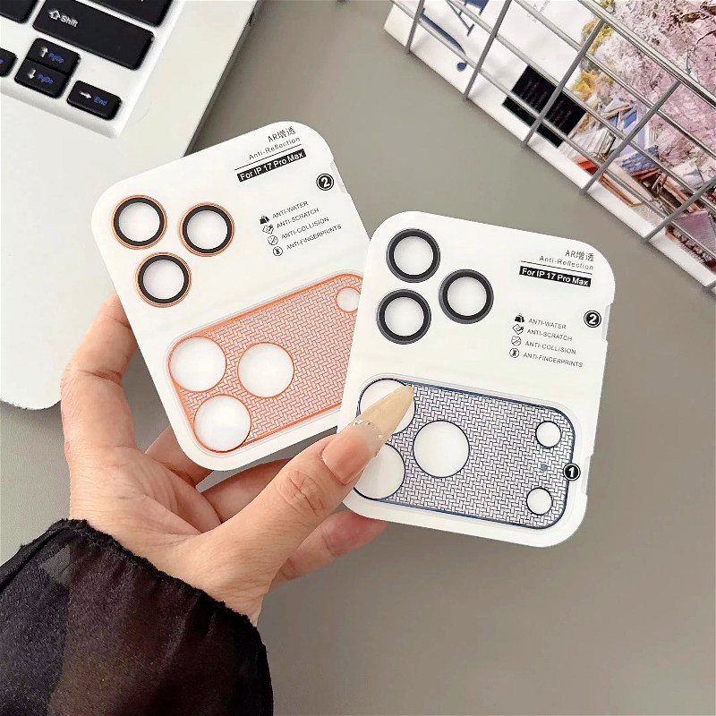 Ốp bảo vệ ống kính camera cho iPhone 17 Pro Max/17 Pro/17PM, viền kim loại, kính cường lực chống trầy xước