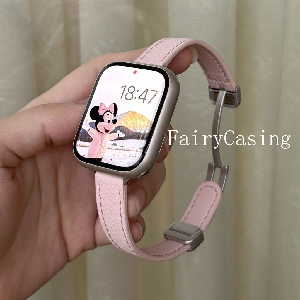 Dây da vải thiều cho iWatch Ultra S11 10 9 8 7 6 5 4 Dây đeo vòng tay cho Apple Watch 38 40 41 42 45 46mm 49mm Dây đeo