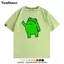 Little Green Ếch Dọc Ngón Tay Cảm Xúc Gói Thiếu Niên Tay Ngắn Top Quần Áo Hoạt Hình Chung Influencer Nguyên Chất Cotton Áo Thun Nam