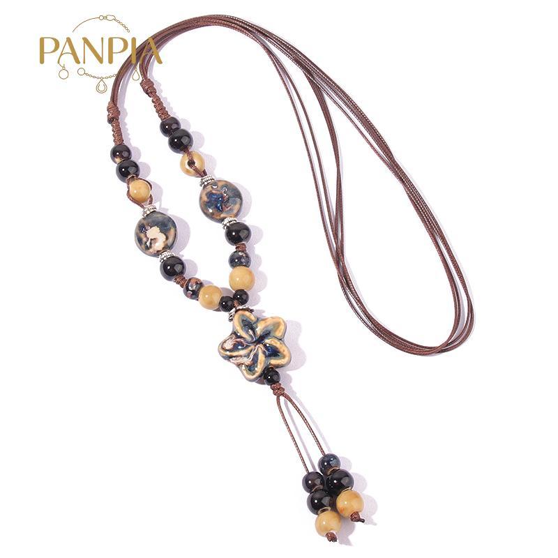 PNPIA- Vintage Bohemian Phong Cách Gốm Đính Hạt Dệt Nelace Cho Nữ Cô Gái Phong Cách Dân Tộc Dài Nelace Phụ Kiện Trang Sức Quà Tặng